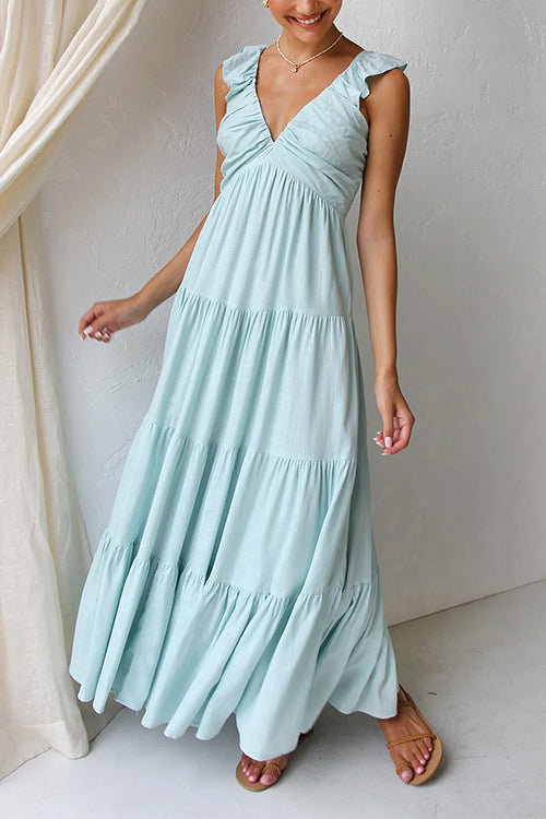 Jules | V-neck Ruffled Maxi Dress