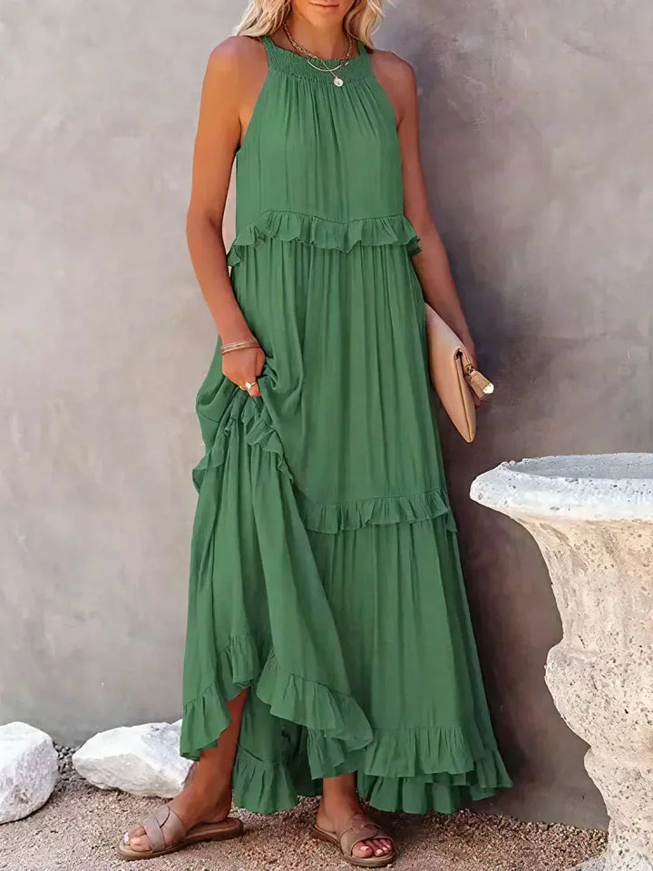 Emilia™ Halter Neck Ruffled Maxi Dress