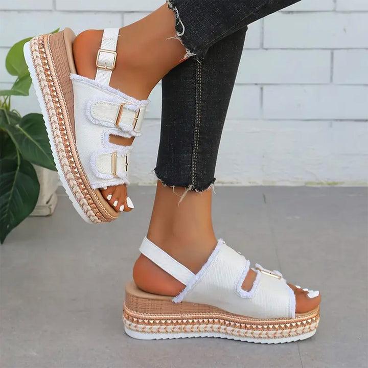 Sylvia - Casual Denim Wedges