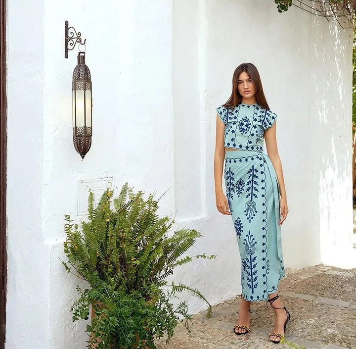 Lina ™ | Blouse with Flowing Skirt Set