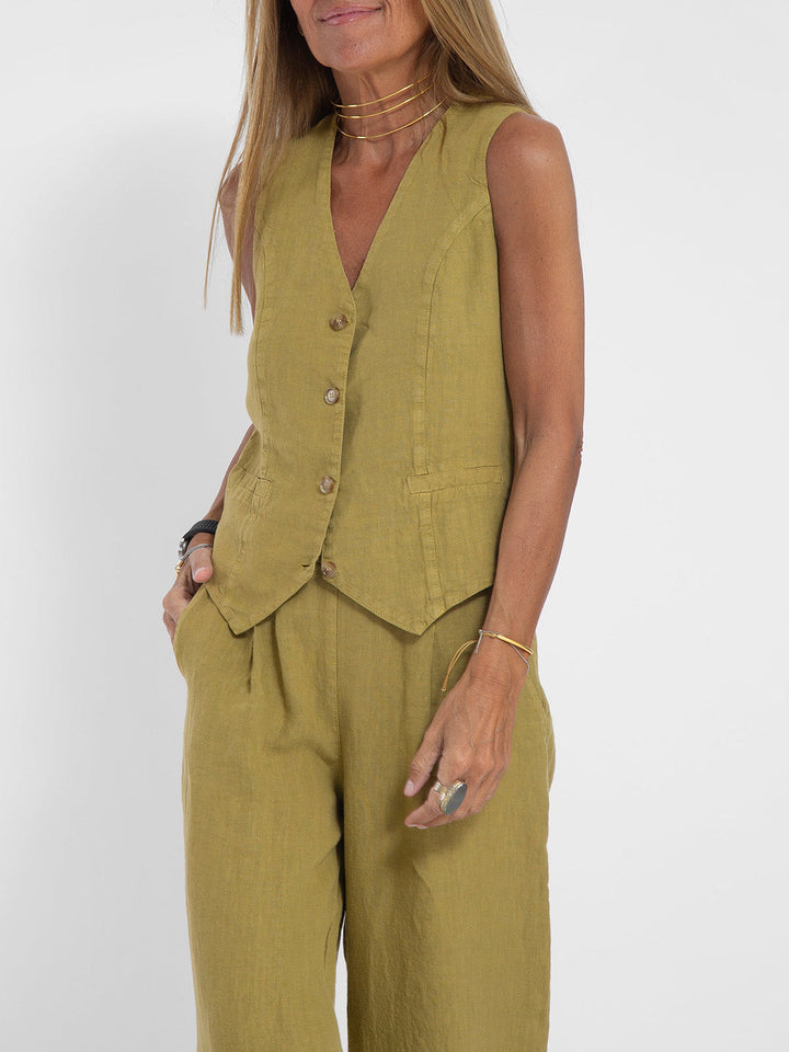Aira | Button-Up Vest & Wide-Leg Pants Set