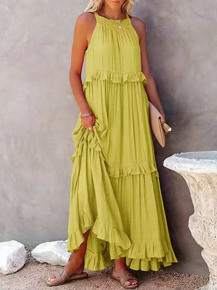 Emilia™ Halter Neck Ruffled Maxi Dress
