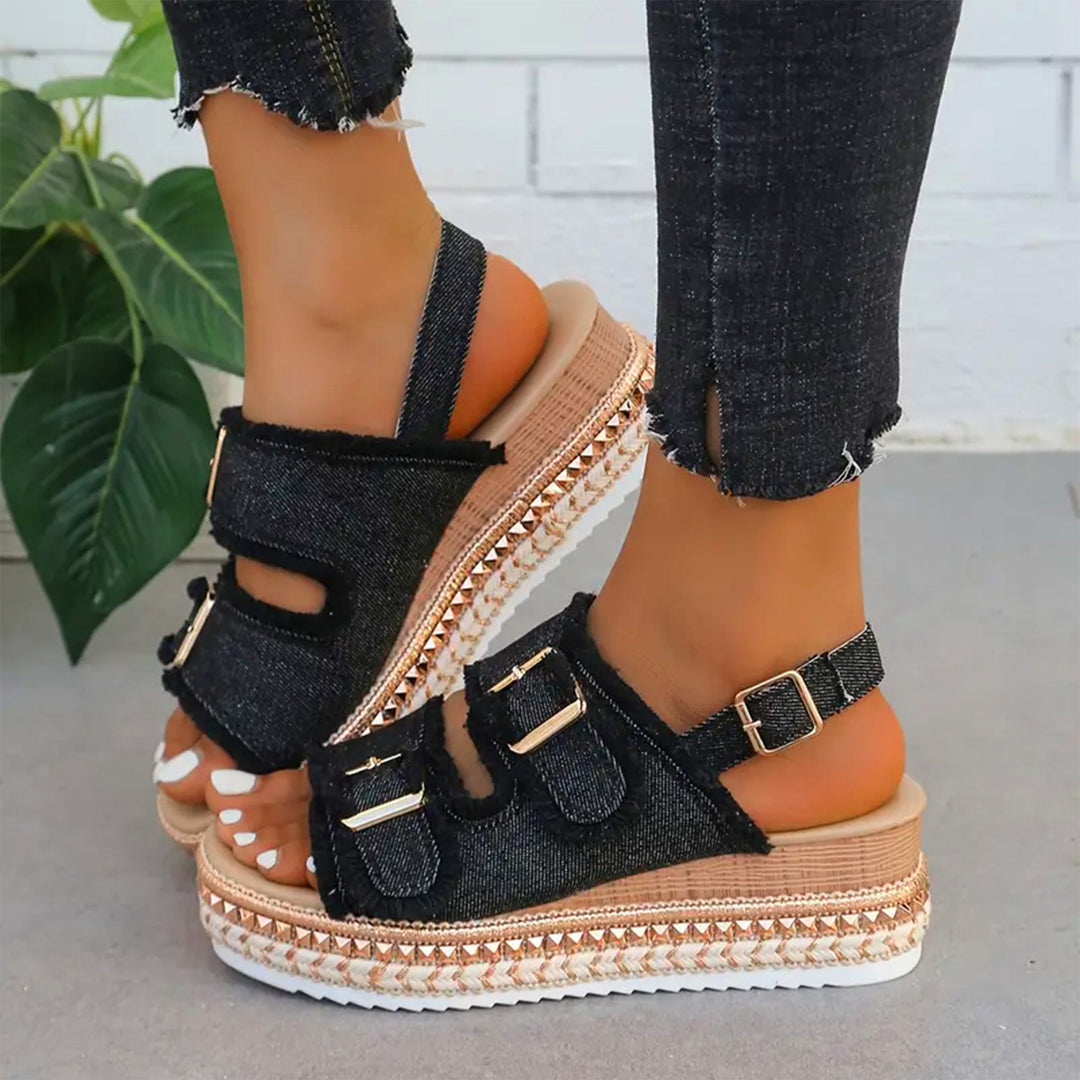 Sylvia - Casual Denim Wedges