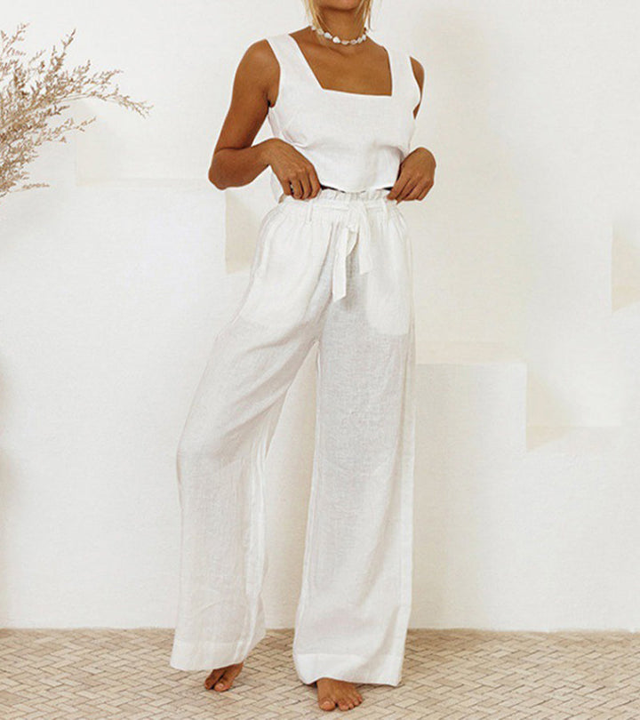 Mila - Sleek Top and Flowing Pants Ensemble