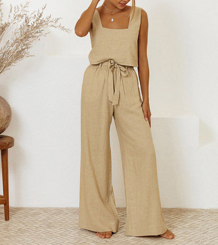 Mila - Sleek Top and Flowing Pants Ensemble
