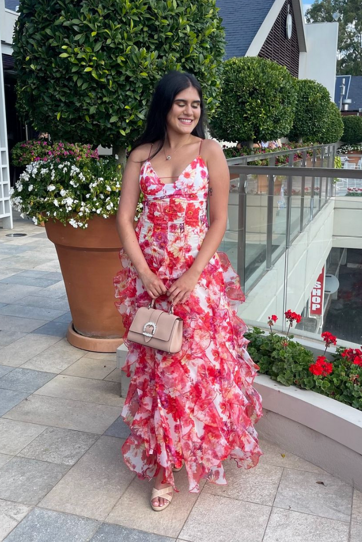 Cierra | Floral Print Ruffle Maxi Dress
