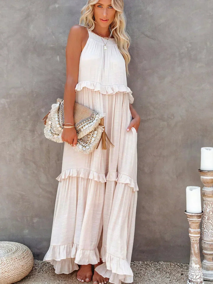 Emilia™ Halter Neck Ruffled Maxi Dress