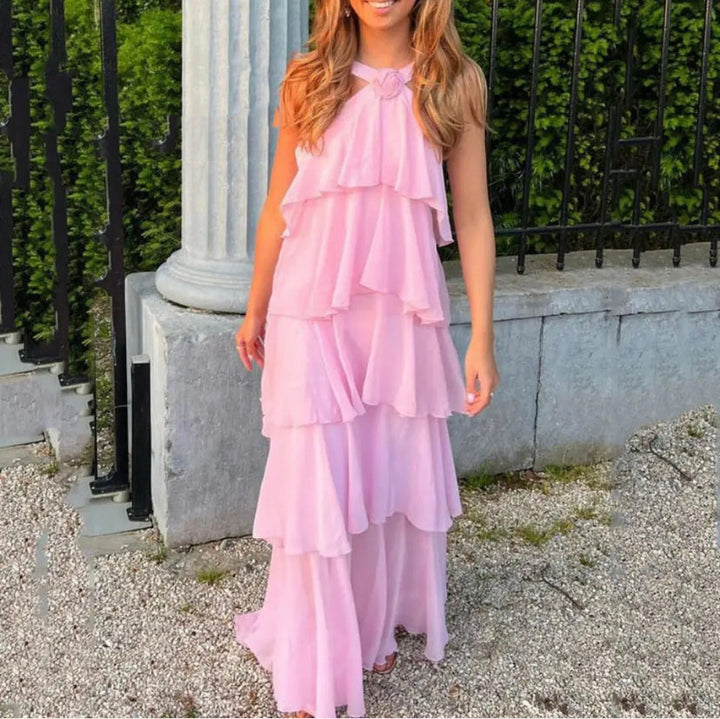 Eryndra | Halter Ruffle Maxi Dress
