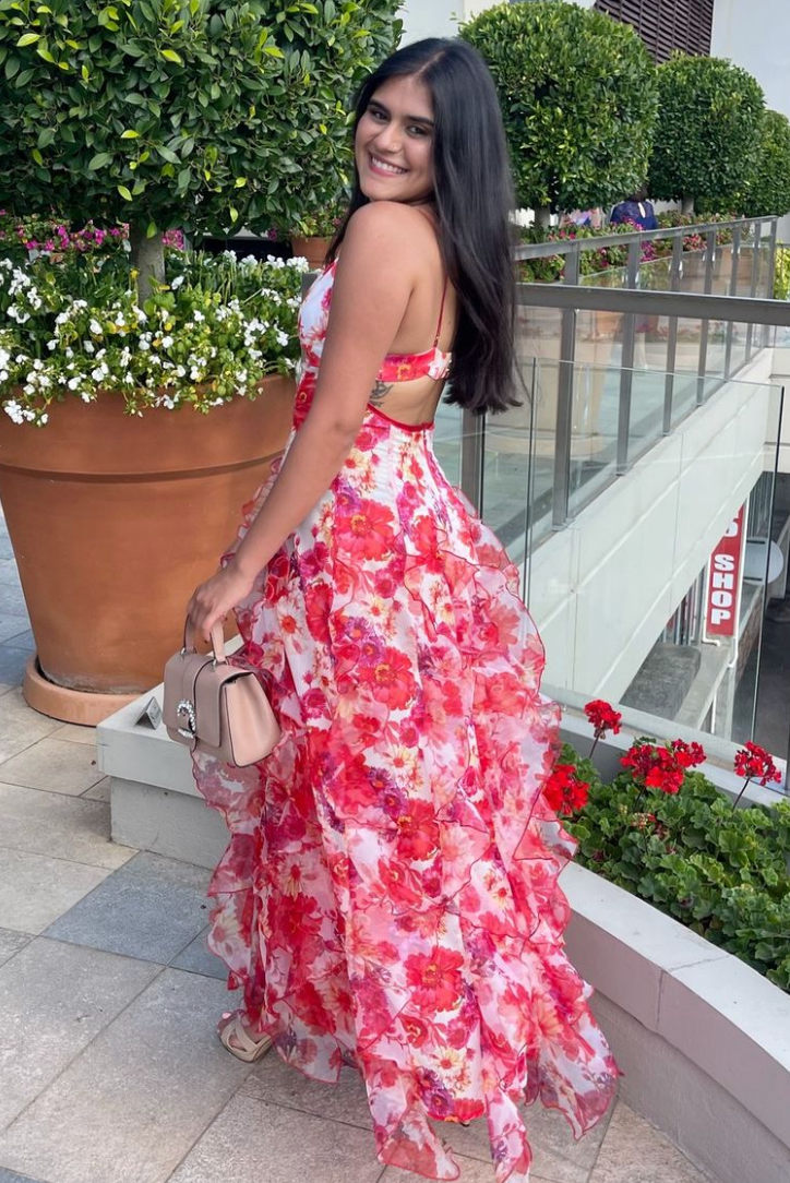 Cierra | Floral Print Ruffle Maxi Dress