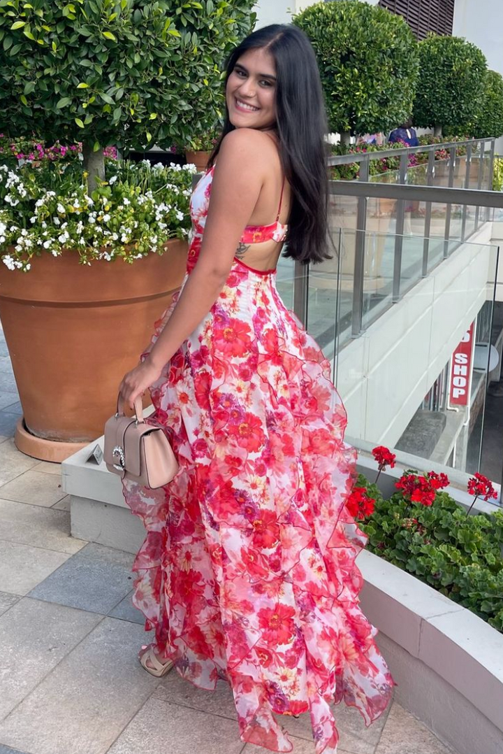 Cierra | Floral Print Ruffle Maxi Dress