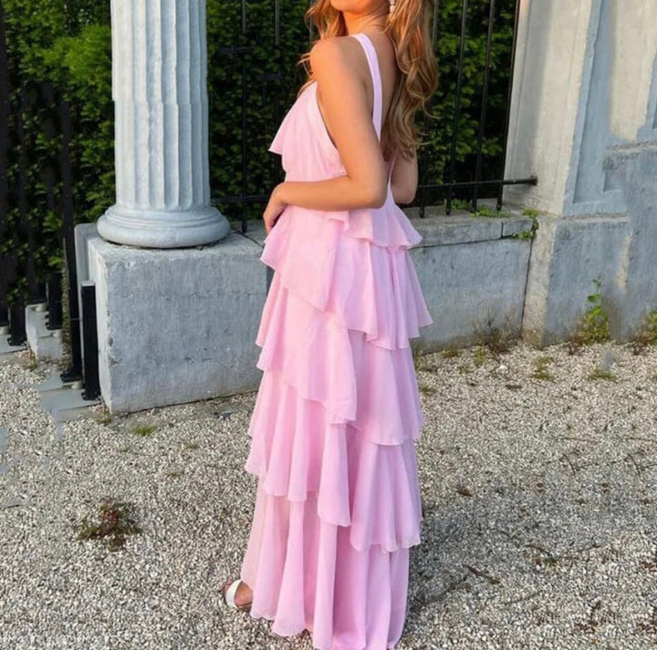 Eryndra | Halter Ruffle Maxi Dress