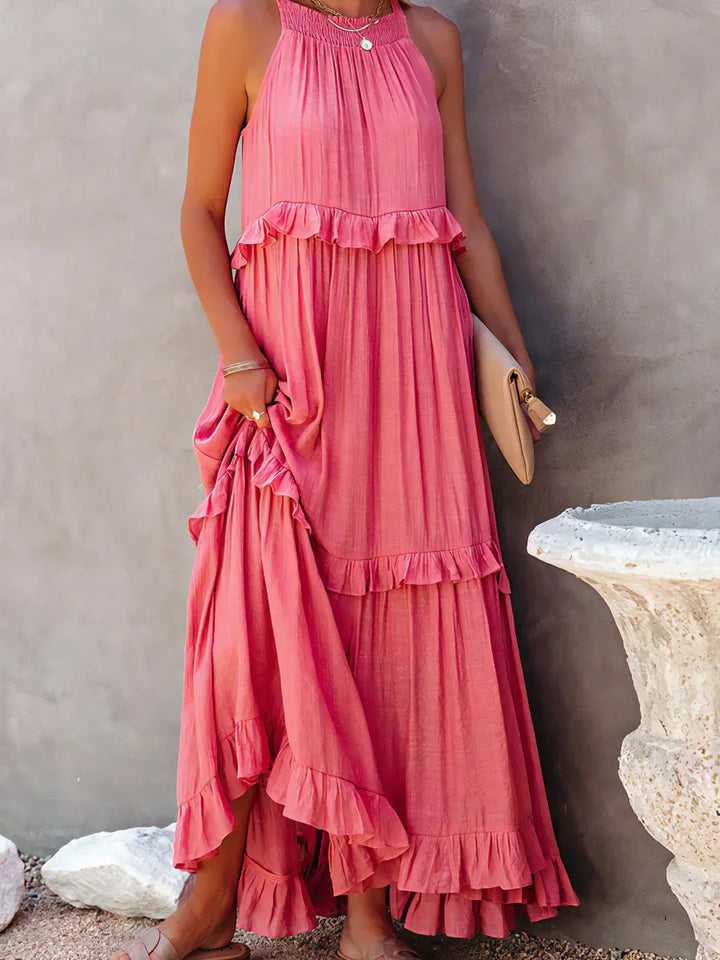Emilia™ Halter Neck Ruffled Maxi Dress