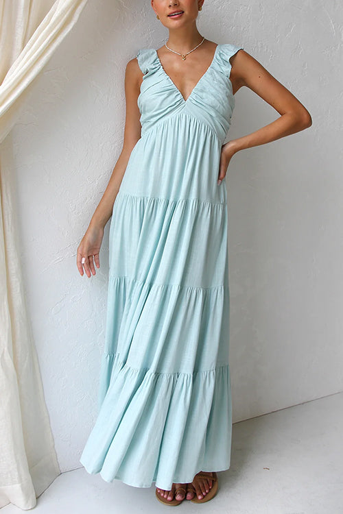 Jules | V-neck Ruffled Maxi Dress