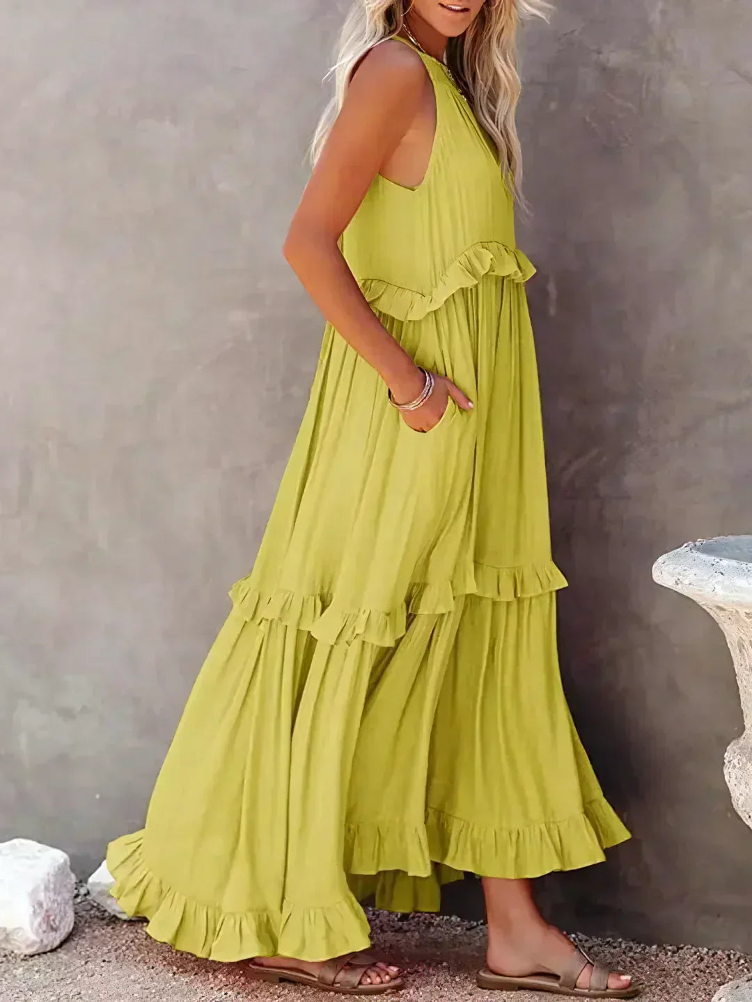 Emilia™ Halter Neck Ruffled Maxi Dress