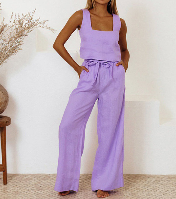 Mila - Sleek Top and Flowing Pants Ensemble