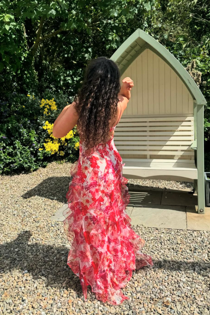 Cierra | Floral Print Ruffle Maxi Dress