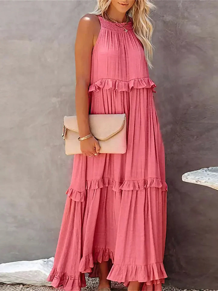 Emilia™ Halter Neck Ruffled Maxi Dress