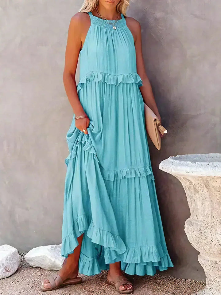 Emilia™ Halter Neck Ruffled Maxi Dress