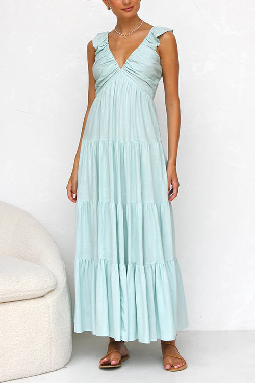 Jules | V-neck Ruffled Maxi Dress