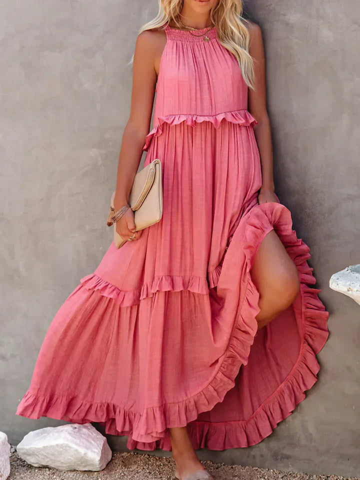 Emilia™ Halter Neck Ruffled Maxi Dress