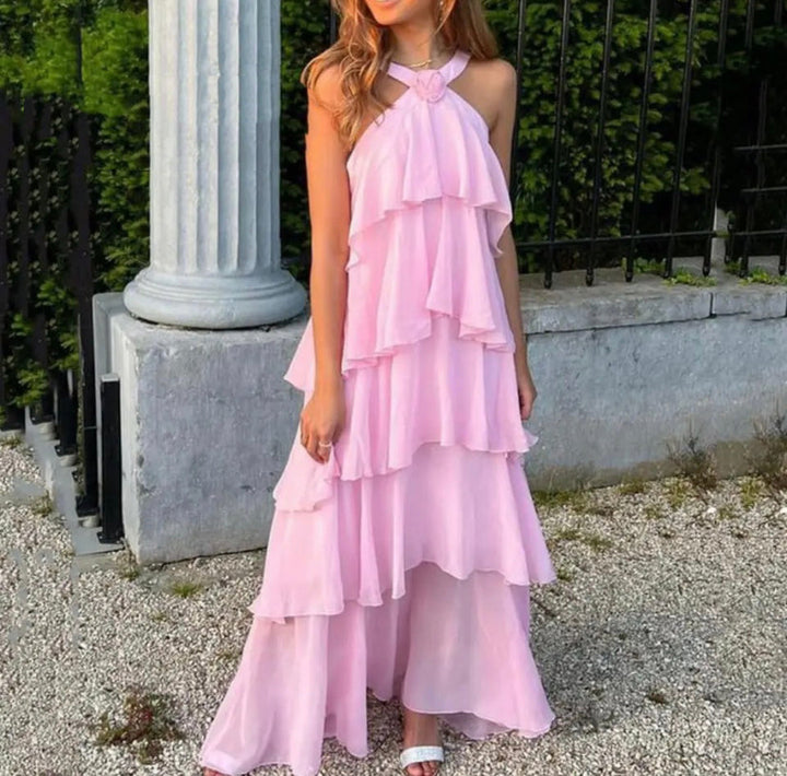 Eryndra | Halter Ruffle Maxi Dress