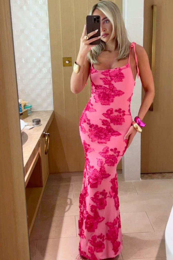 Zara™ | Pink Floral Tie-Back Dress