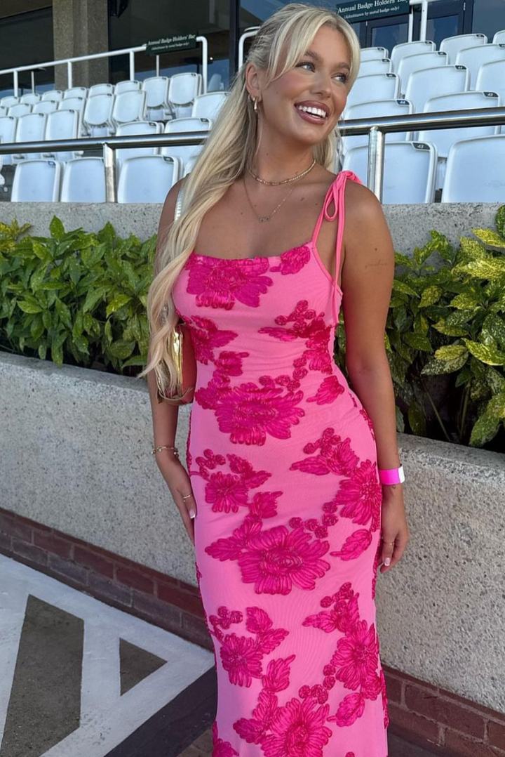 Zara™ | Pink Floral Tie-Back Dress