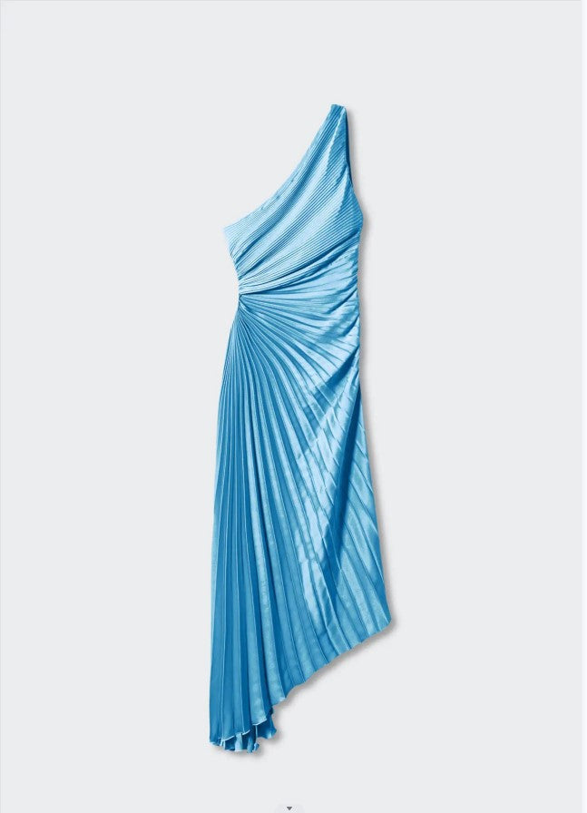 Sylvia | One-Shoulder Pleated Midi Dress