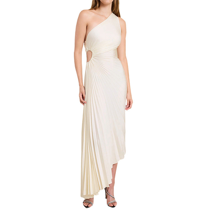 Sylvia | One-Shoulder Pleated Midi Dress