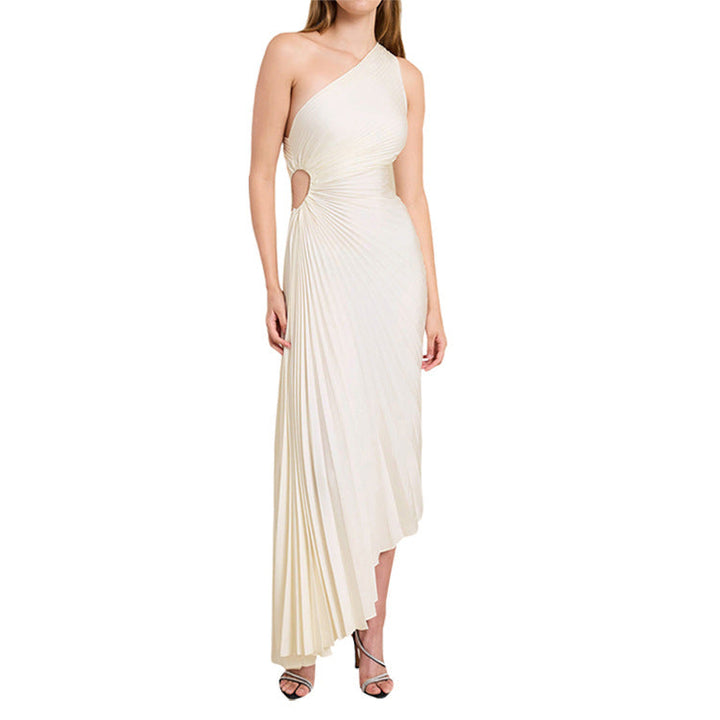 Sylvia | One-Shoulder Pleated Midi Dress