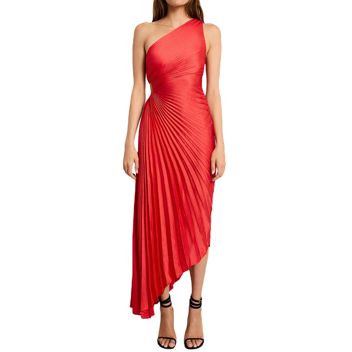 Sylvia | One-Shoulder Pleated Midi Dress