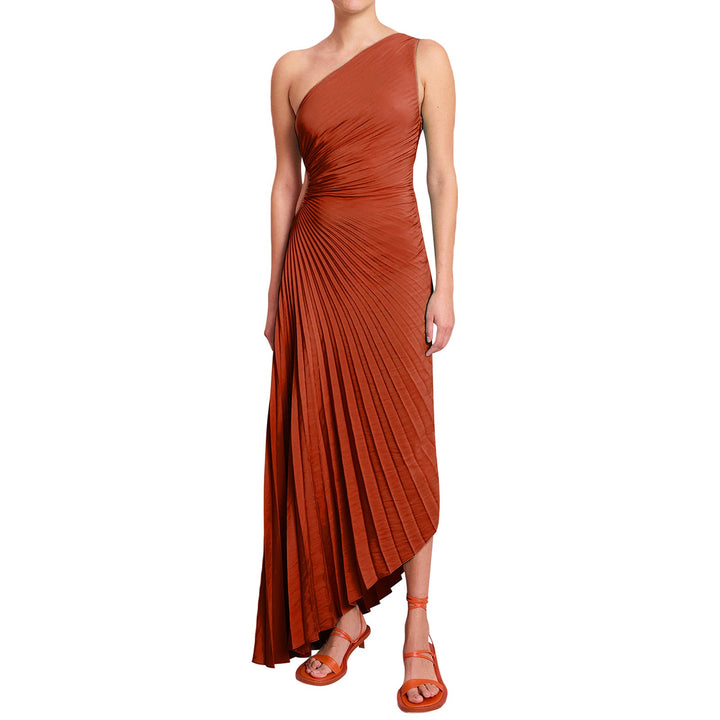 Sylvia | One-Shoulder Pleated Midi Dress