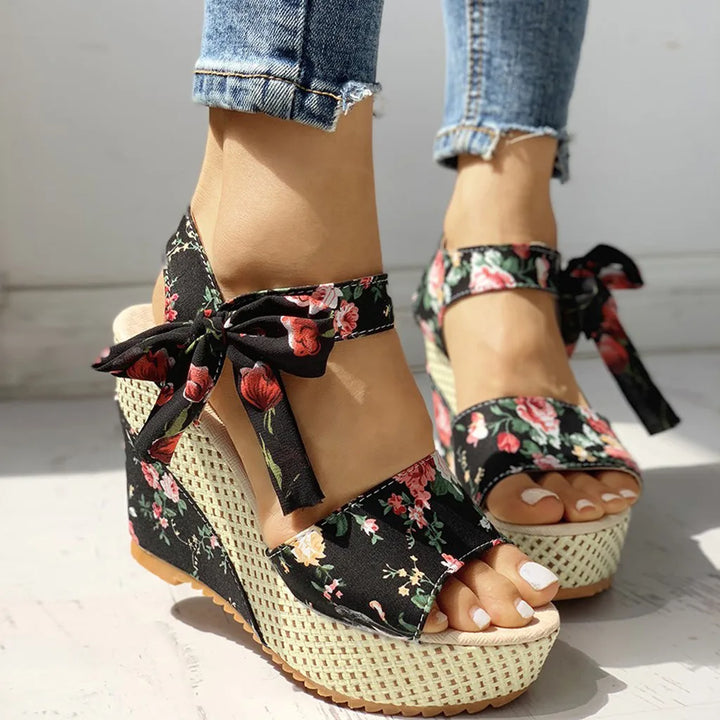 Eva | Floral Wedge Sandals