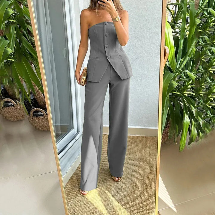 Bria Strapless Buttoned Two-Piece Set
