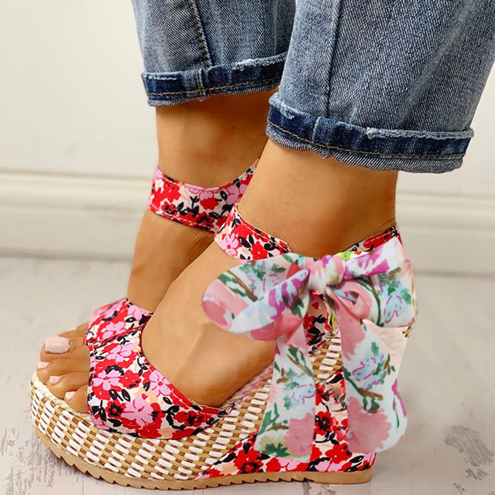 Eva | Floral Wedge Sandals