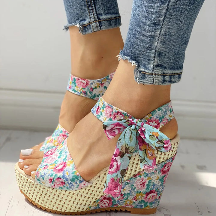 Eva | Floral Wedge Sandals