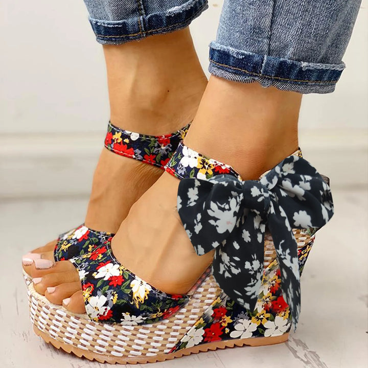 Eva | Floral Wedge Sandals