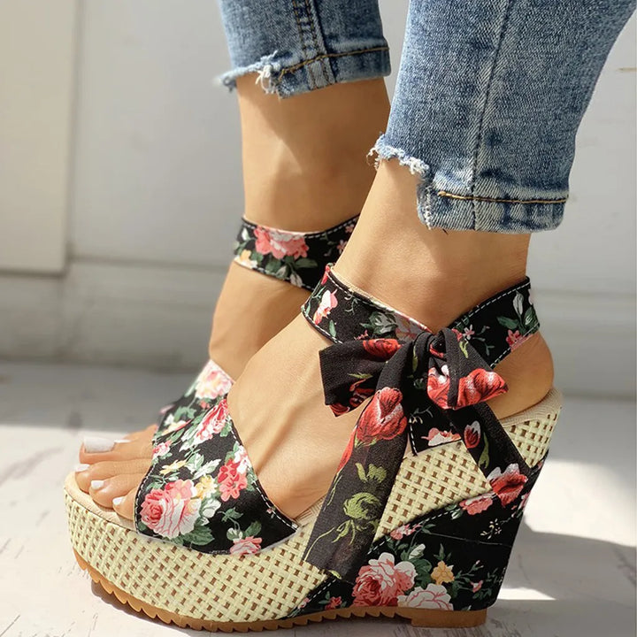 Eva | Floral Wedge Sandals