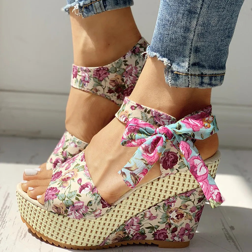 Eva | Floral Wedge Sandals