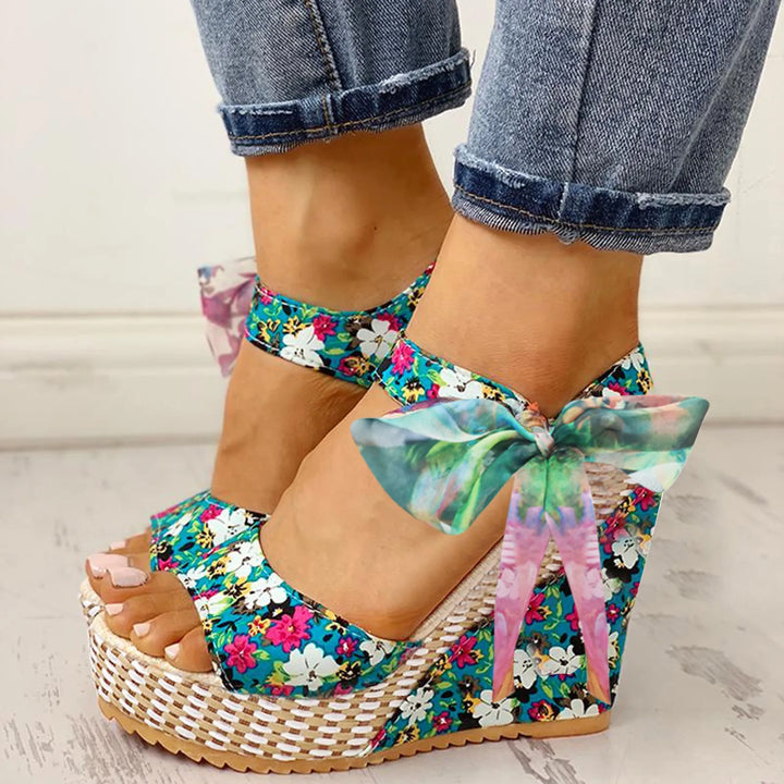 Eva | Floral Wedge Sandals