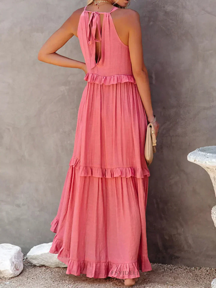 Emilia™ Halter Neck Ruffled Maxi Dress