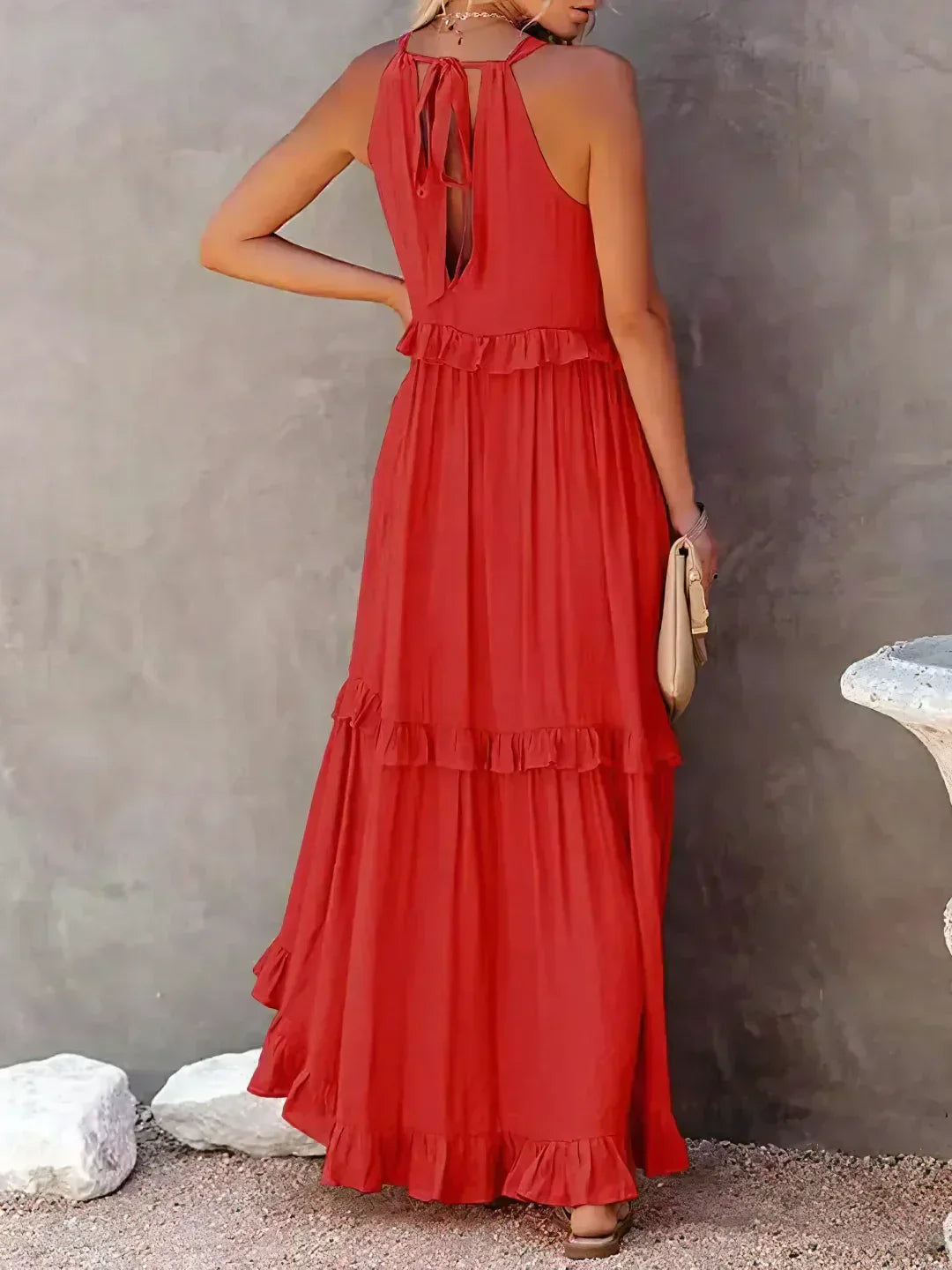 Emilia™ Halter Neck Ruffled Maxi Dress
