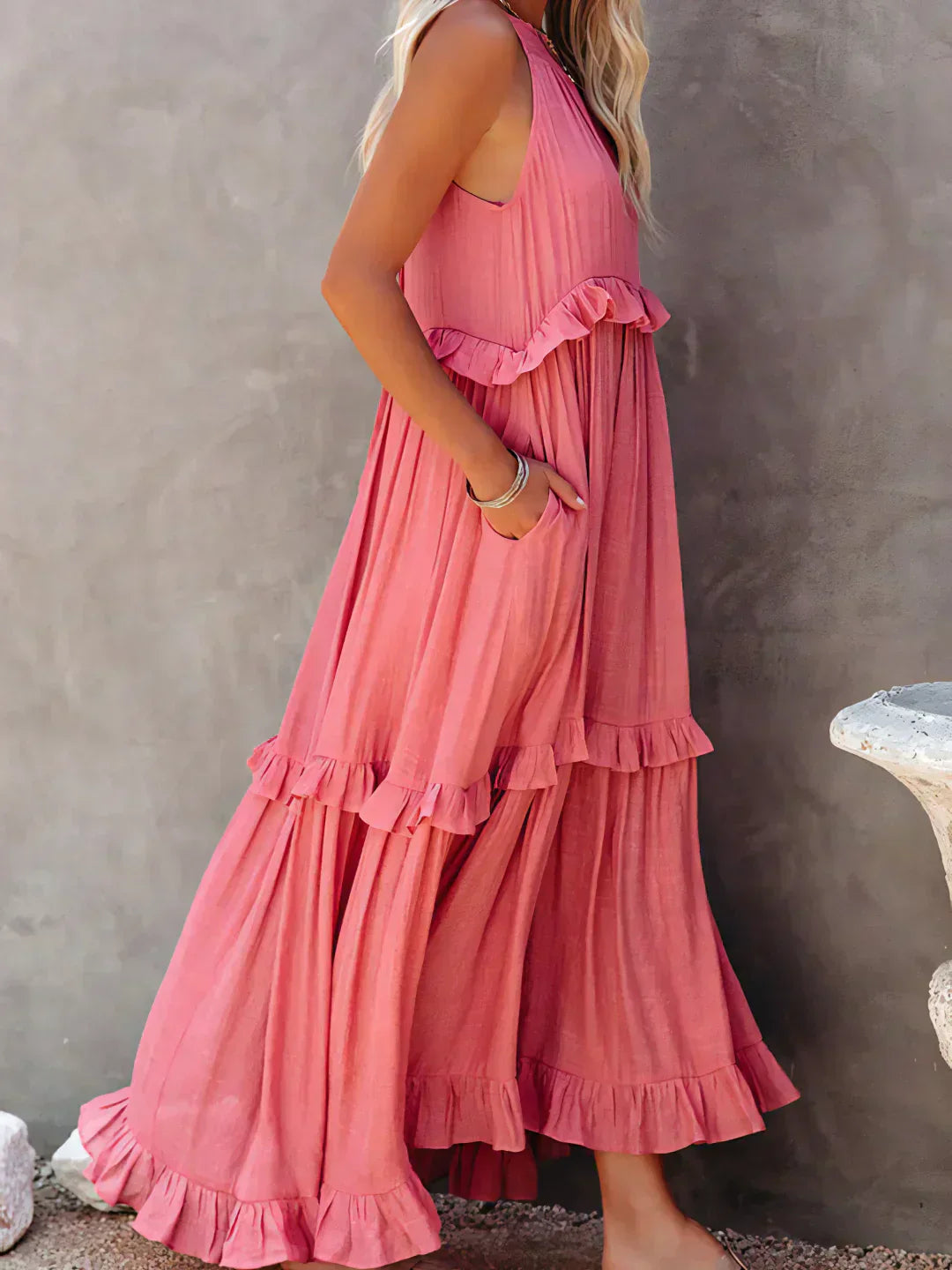 Emilia™ Halter Neck Ruffled Maxi Dress