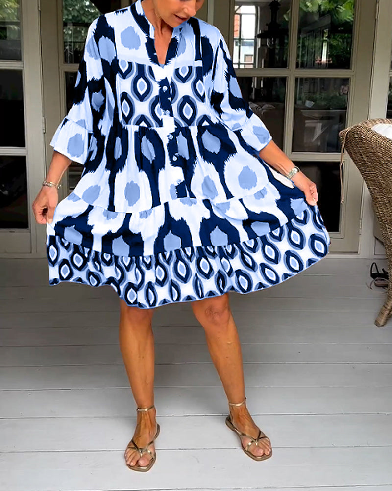 Cammie- Stylish Print Dress with 3/4 sleeves