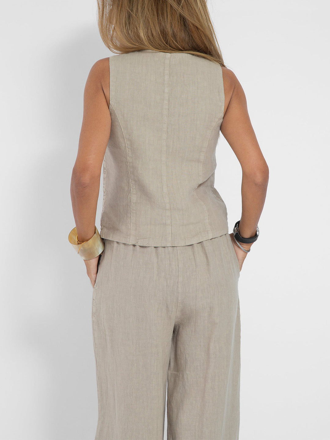 Aira | Button-Up Vest & Wide-Leg Pants Set