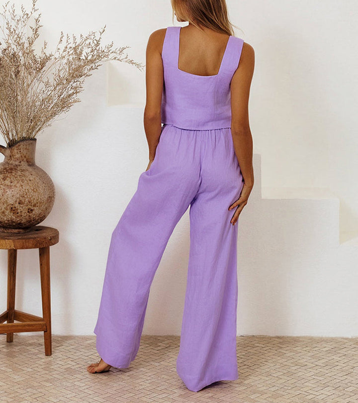 Mila - Sleek Top and Flowing Pants Ensemble