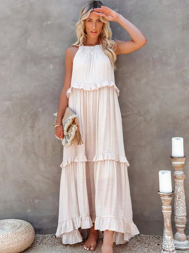 Emilia™ Halter Neck Ruffled Maxi Dress