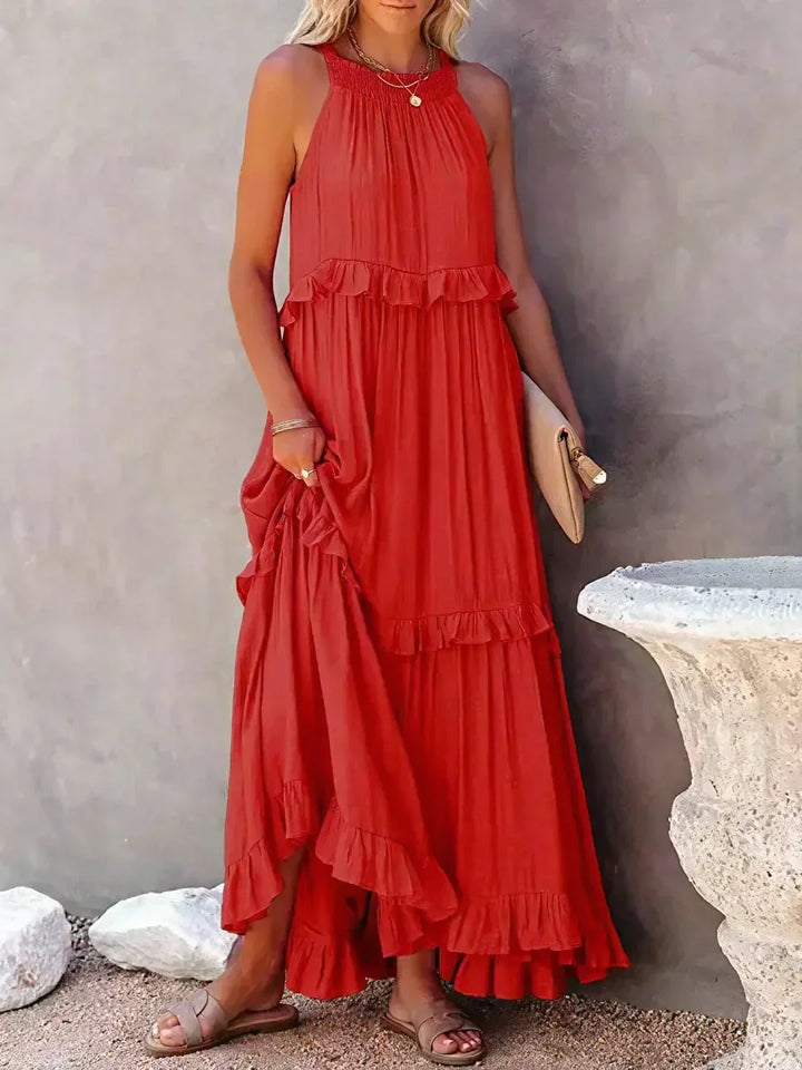 Emilia™ Halter Neck Ruffled Maxi Dress