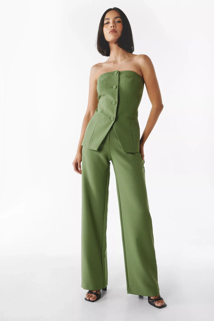 Bria Strapless Buttoned Two-Piece Set
