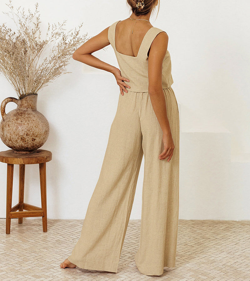 Mila - Sleek Top and Flowing Pants Ensemble